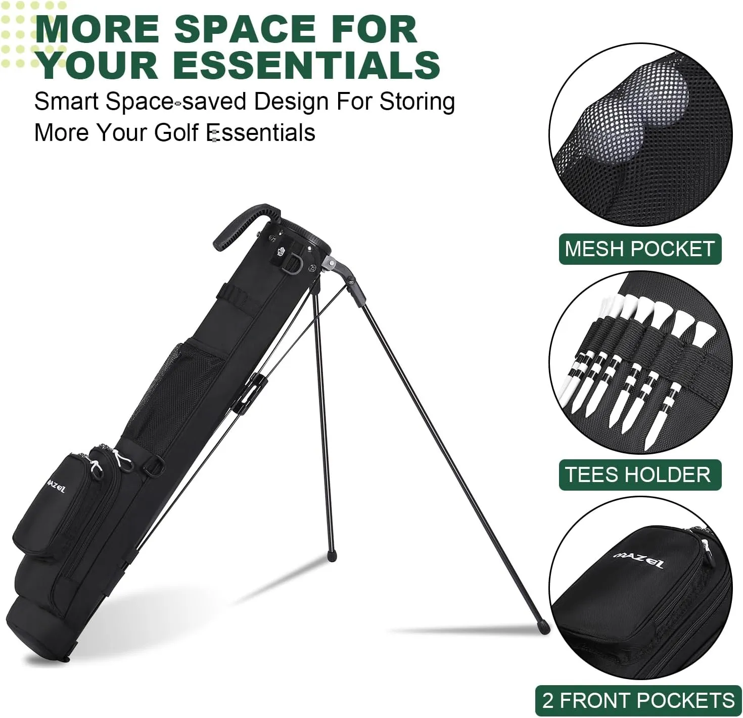 MAZEL Lightweight Golf Bag for Men – Easy to Carry Golf Clubs Bag with Shoulder Strap,Pitch n Putt Golf Stand Bag for Driving Range,Par 3 and Executive Courses - Fit Up to 8 Clubs