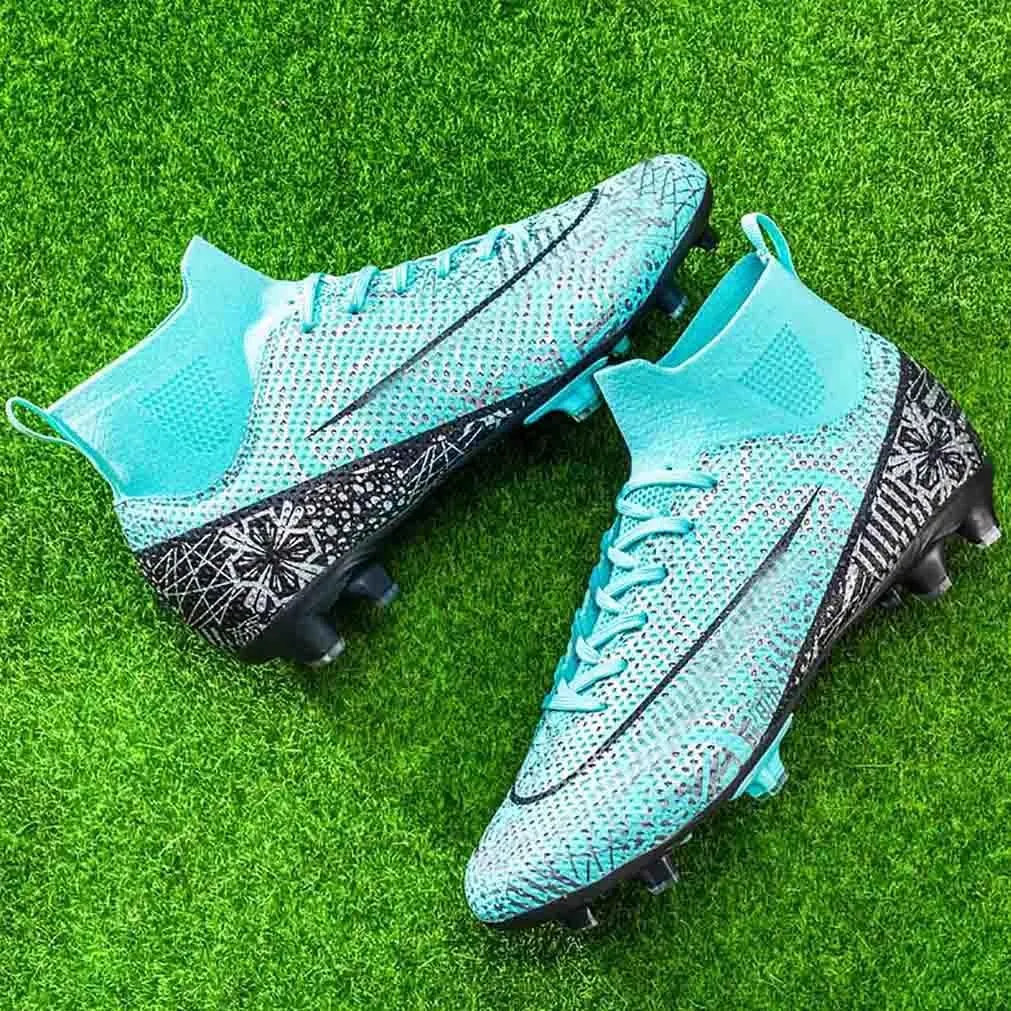 MEBAMY Men's Football Cleats High-Tops Comfortable - Gold-Plated Sole Spikes Soccer Boots for Turf AG