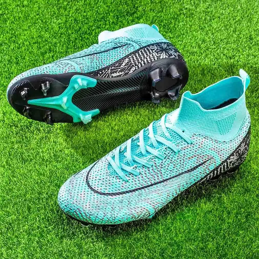 MEBAMY Men's Football Cleats High-Tops Comfortable - Gold-Plated Sole Spikes Soccer Boots for Turf AG