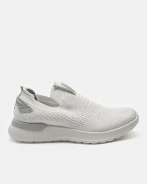Men White Knitted Easy Slip-On Sneakers