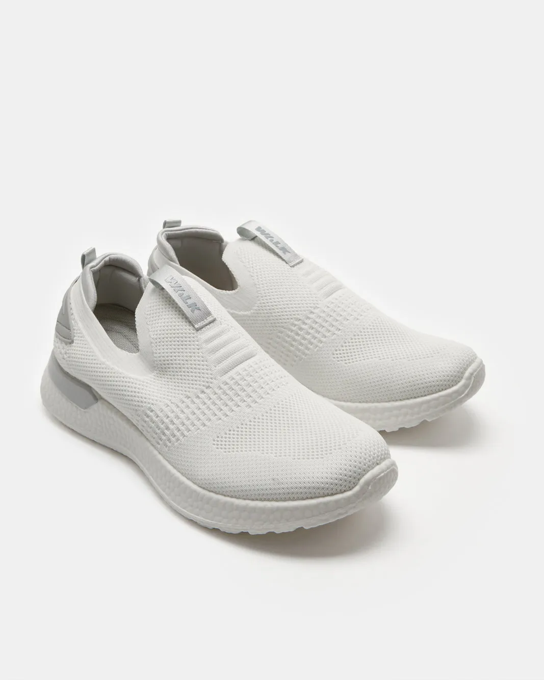 Men White Knitted Easy Slip-On Sneakers