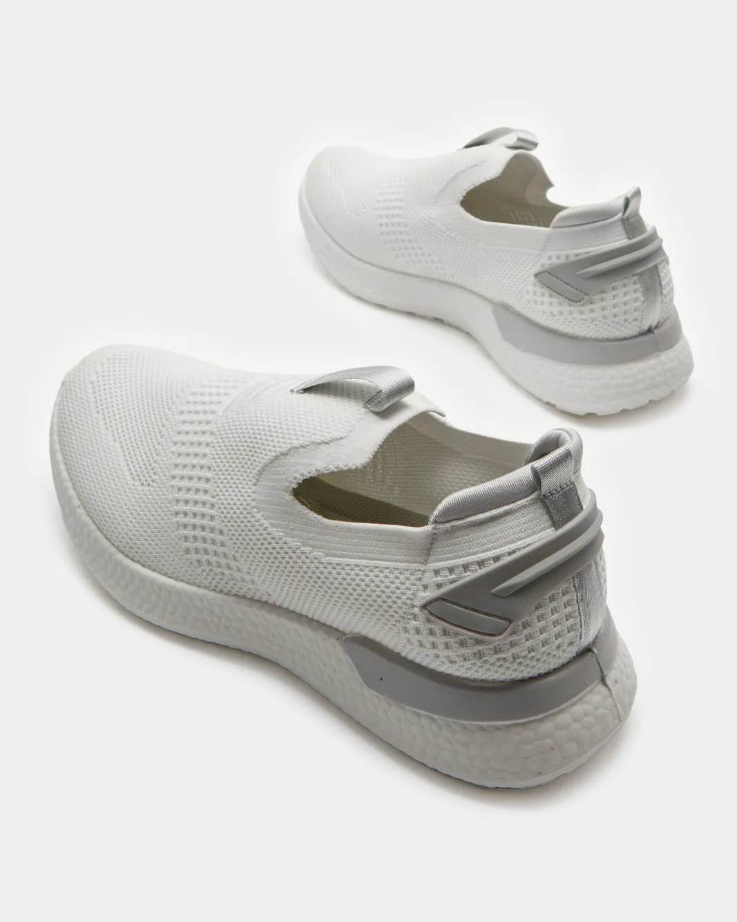 Men White Knitted Easy Slip-On Sneakers