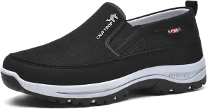 Men's Arch Support Slip-on Canvas Loafers,Outdoor Casual Non Slip Orthopedic Sneakers Flats Walking Boat Shoes
