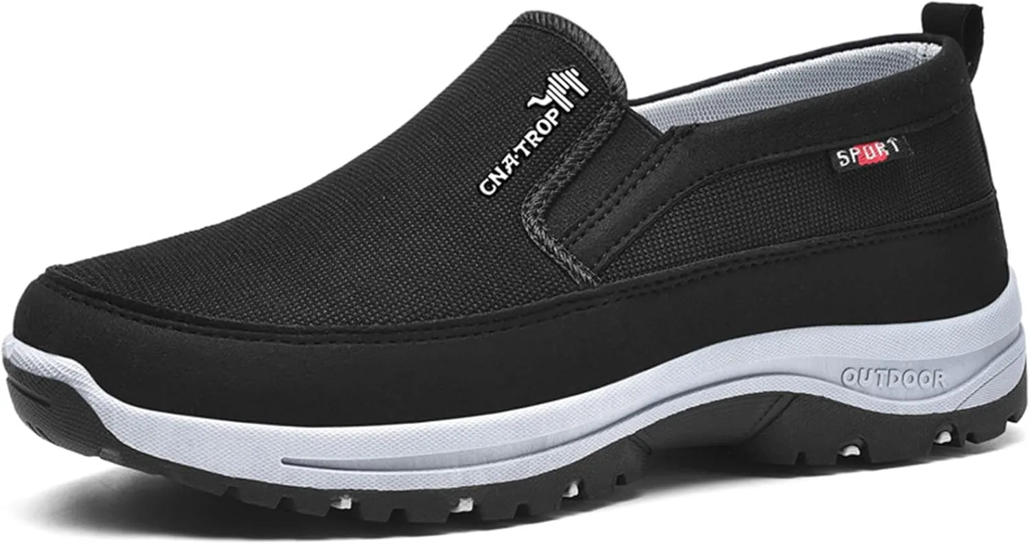 Men's Arch Support Slip-on Canvas Loafers,Outdoor Casual Non Slip Orthopedic Sneakers Flats Walking Boat Shoes