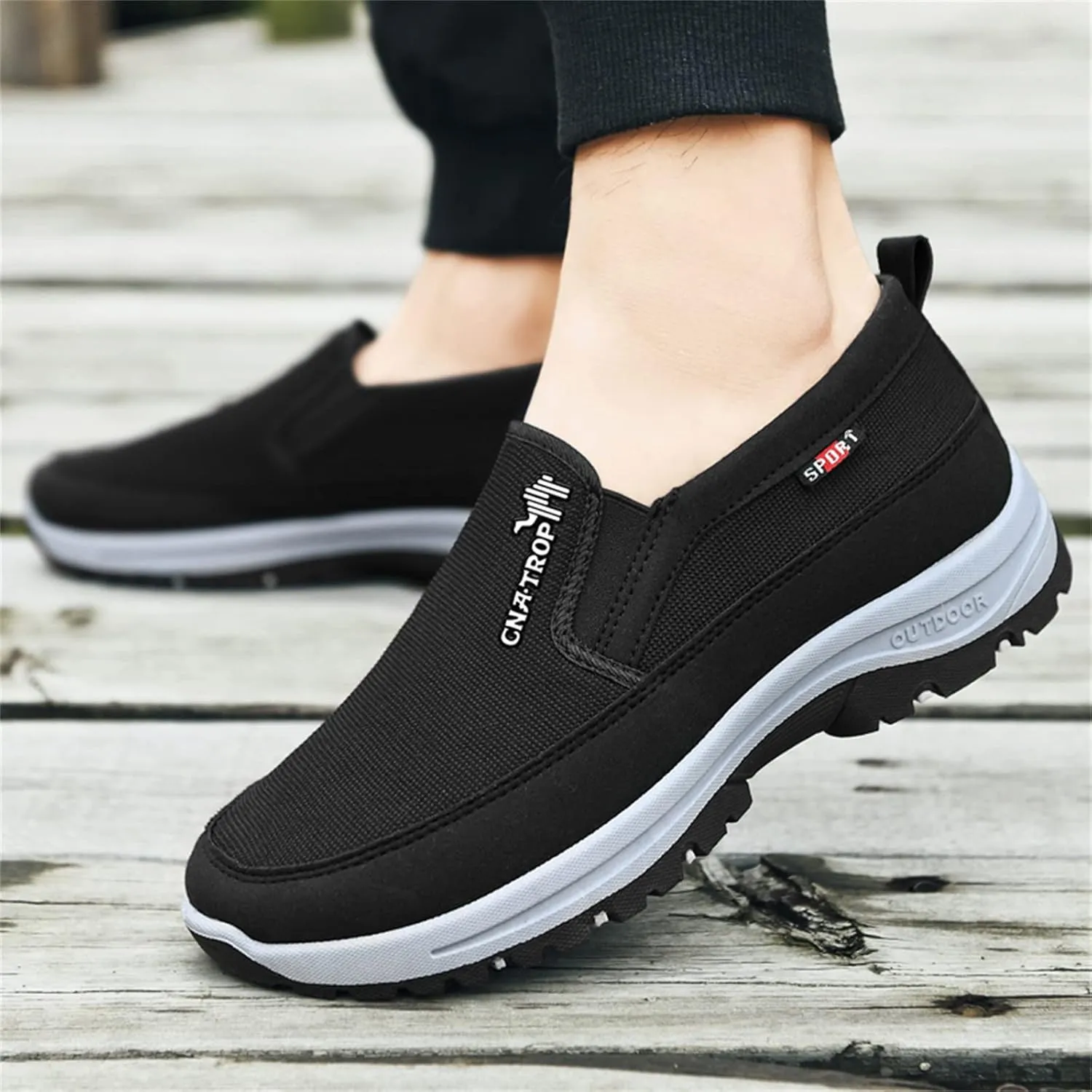 Men's Arch Support Slip-on Canvas Loafers,Outdoor Casual Non Slip Orthopedic Sneakers Flats Walking Boat Shoes