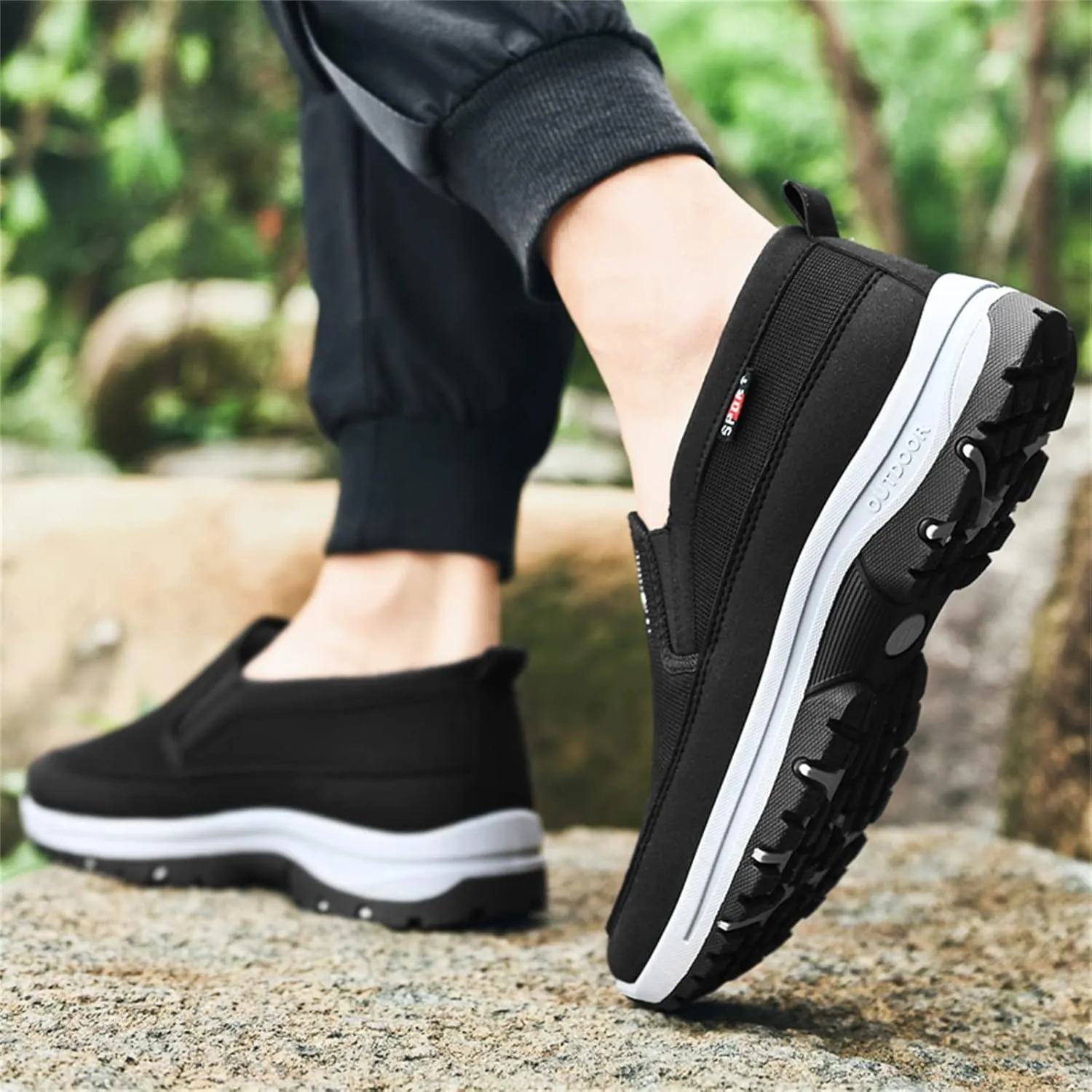 Men's Arch Support Slip-on Canvas Loafers,Outdoor Casual Non Slip Orthopedic Sneakers Flats Walking Boat Shoes
