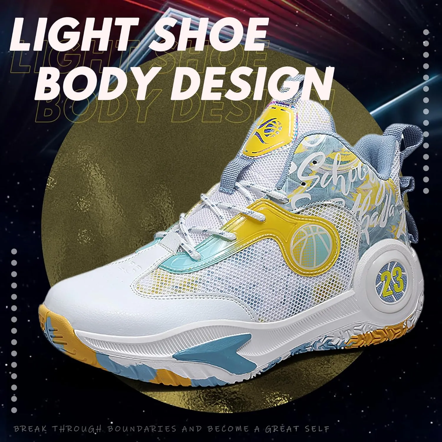 Men's Basketball Shoes Lightweight Breathable Outdoor Sports Shoes Fashionable Non Slip Running Sports Shoes