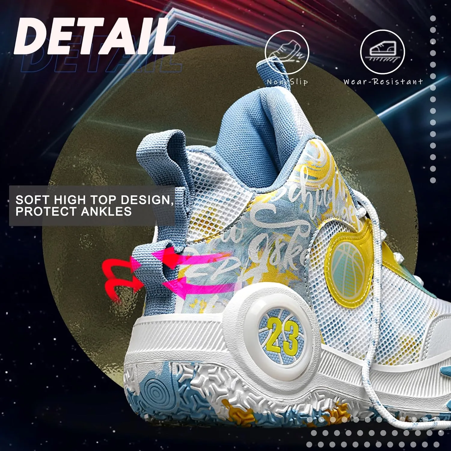 Men's Basketball Shoes Lightweight Breathable Outdoor Sports Shoes Fashionable Non Slip Running Sports Shoes