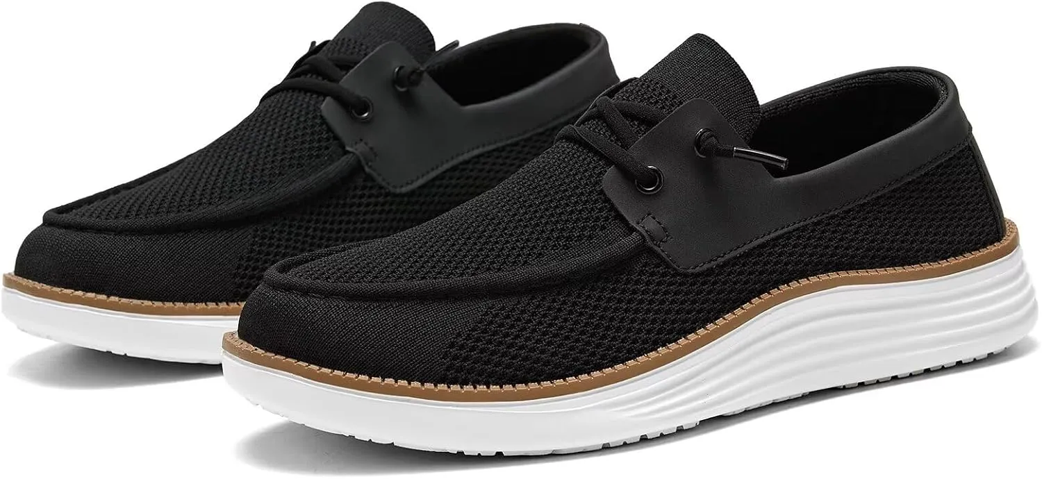 Mens Boat Shoes Casual Loafers Slip On Walking Dress Sneakers Mesh Business Oxfords Work Lightweight Soft Sole