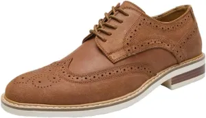 Men's British Retro Suede Formal Business Casual Derby Shoes All-Match Office Wingtip Dress Lace Up Shoes(9.5)