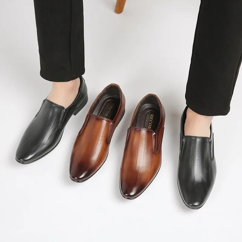 Men's Brushed Design Casual Pedal Business Formal Leather Shoes Men Gentleman Foot Loafers Breathable Shoes Suitable for Daily Travel and Driving