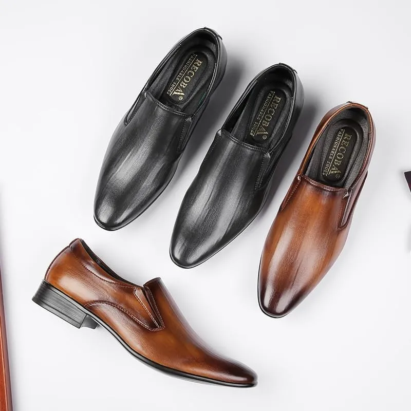 Men's Brushed Design Casual Pedal Business Formal Leather Shoes Men Gentleman Foot Loafers Breathable Shoes Suitable for Daily Travel and Driving
