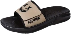 Men's Cartoon Smile Print Slip-On Slides - Soft, Non-Slip Indoor/Outdoor Slippers