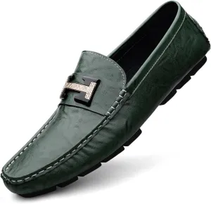 Men's Cowhide Leather Loafers, Casual Slip - On Shoes, Soft Penny Loafers for Men, Lightweight Driving Boat Shoes