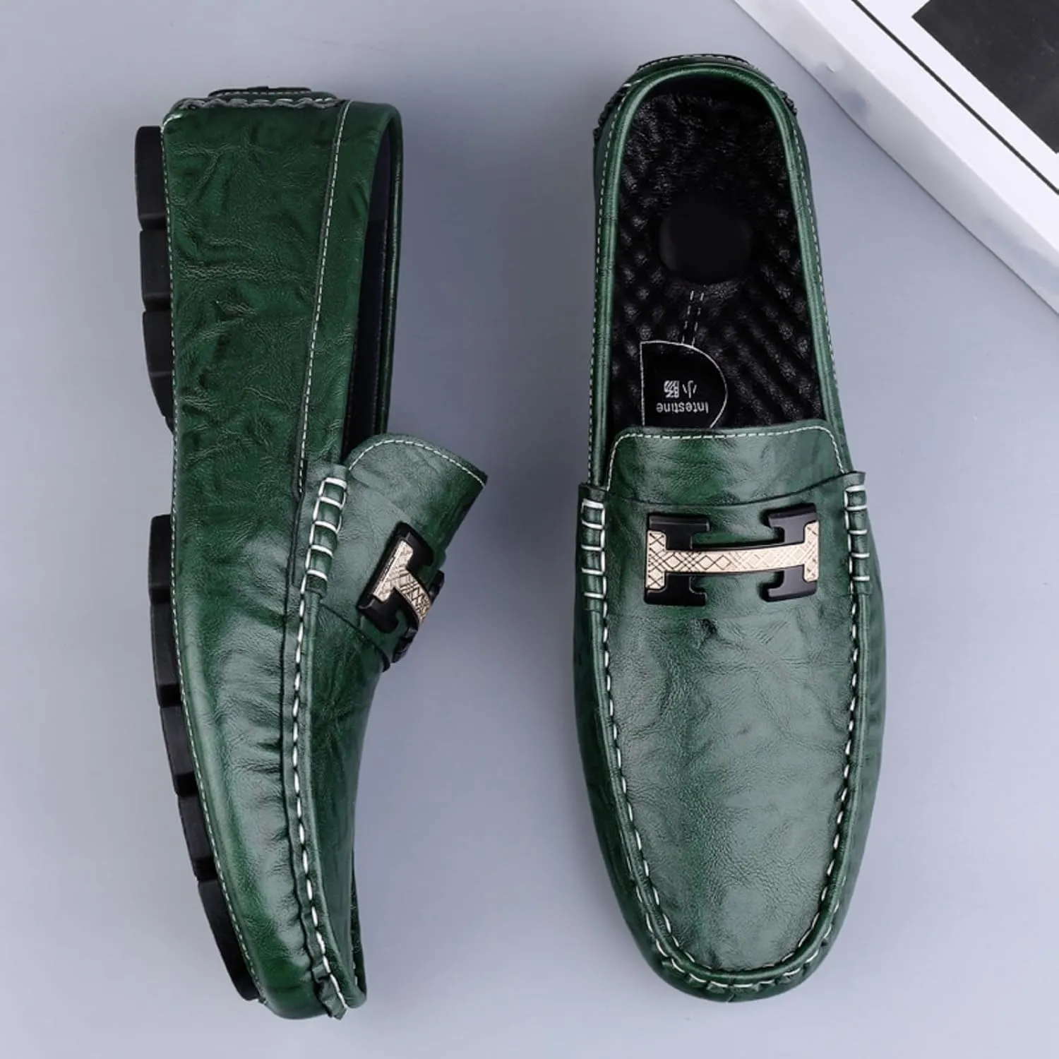 Men's Cowhide Leather Loafers, Casual Slip - On Shoes, Soft Penny Loafers for Men, Lightweight Driving Boat Shoes