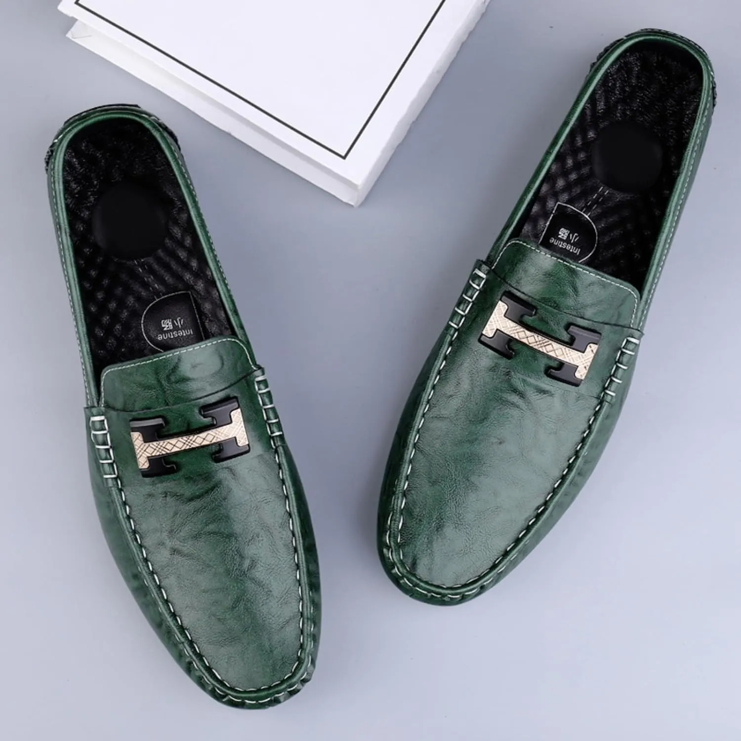 Men's Cowhide Leather Loafers, Casual Slip - On Shoes, Soft Penny Loafers for Men, Lightweight Driving Boat Shoes