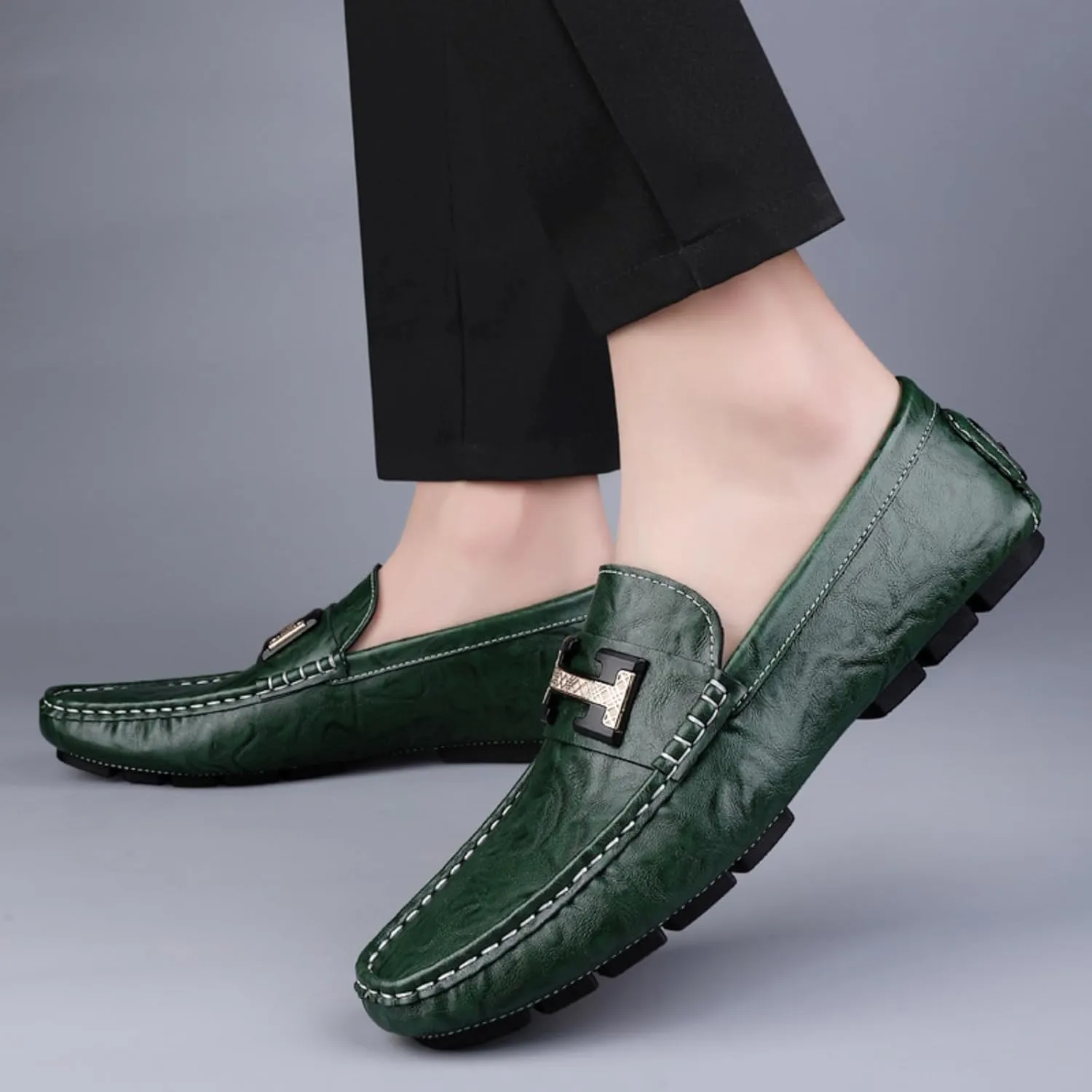 Men's Cowhide Leather Loafers, Casual Slip - On Shoes, Soft Penny Loafers for Men, Lightweight Driving Boat Shoes