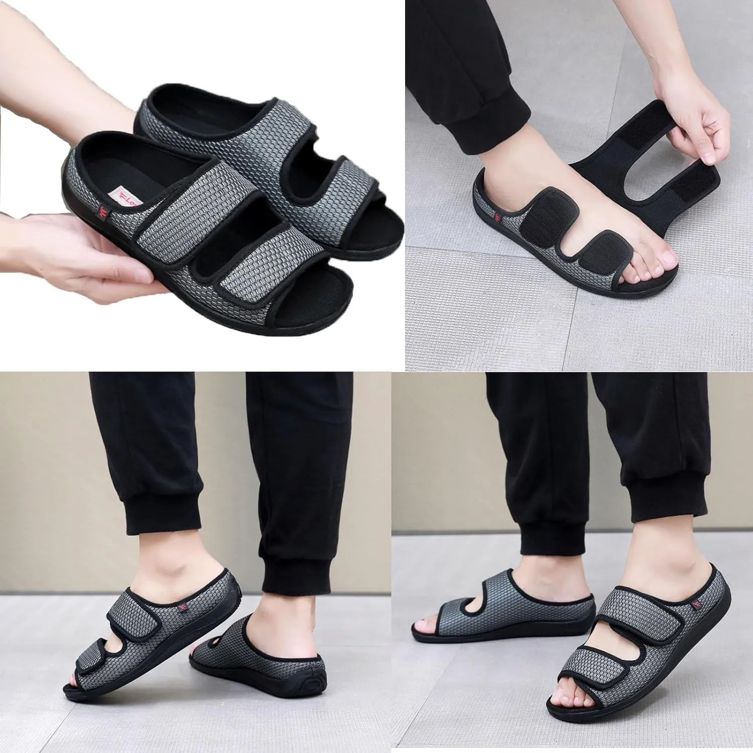 Men's Diabetic Shoes for Swollen Feet for Summer Freely Adjustable, Breathable, Cool, Soft Mesh Fabric Easy on and off