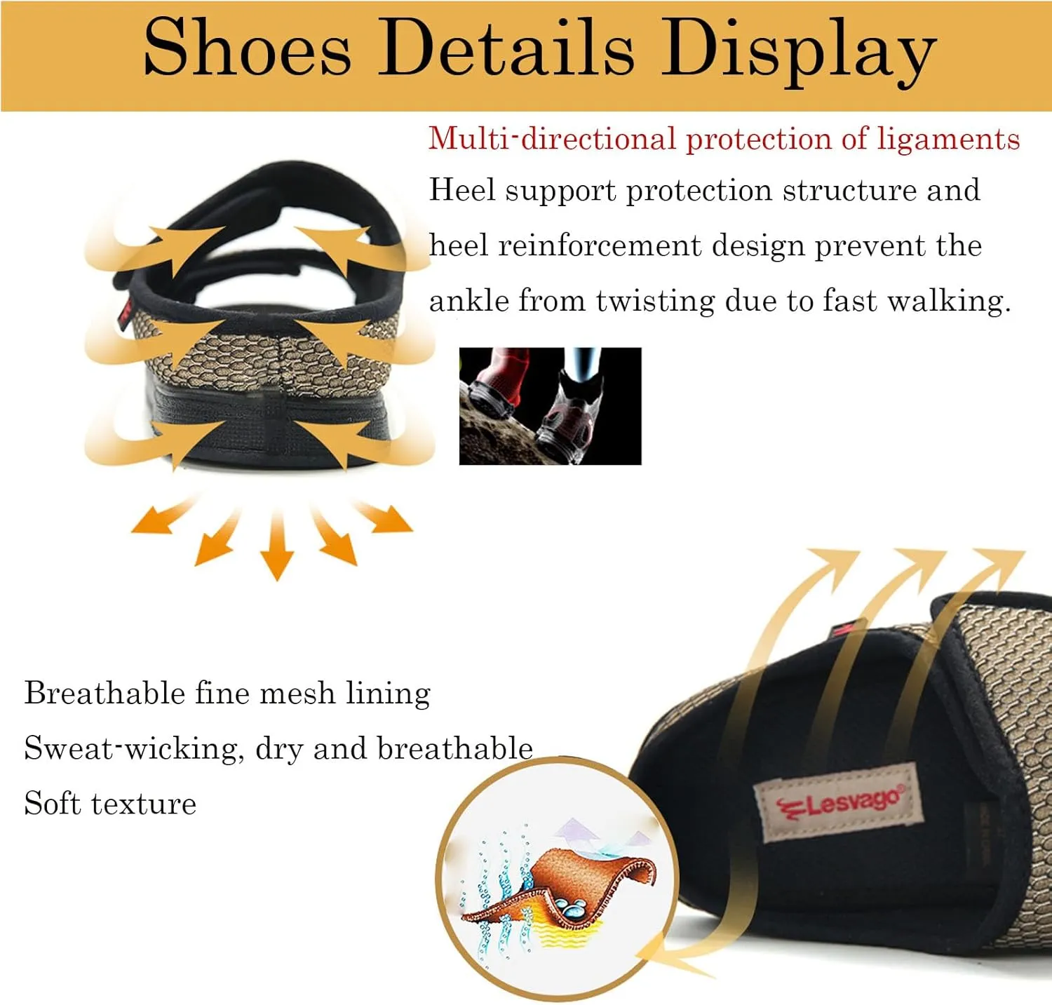 Men's Diabetic Shoes for Swollen Feet for Summer Freely Adjustable, Breathable, Cool, Soft Mesh Fabric Easy on and off