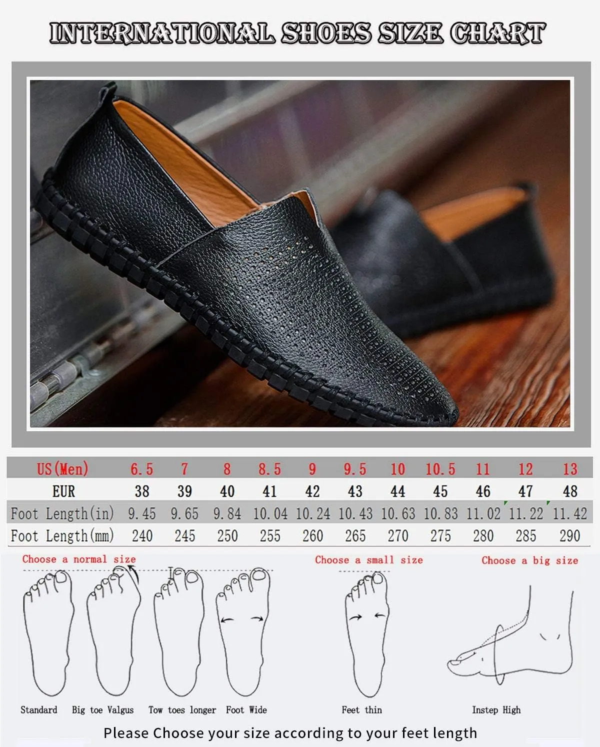 Men's Genuine Leather Loafer Shoes Slip On Soft Walking Shoes Perforated Driving Shoes