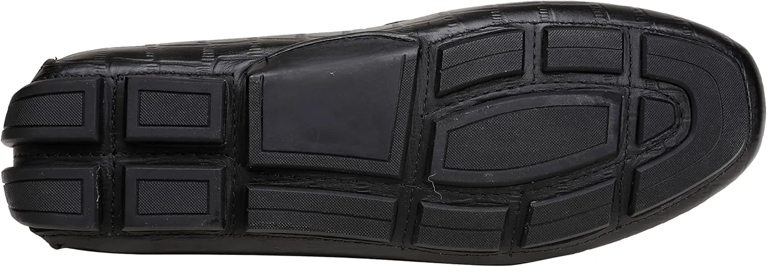 Men's Genuine Leather Loafers Crocodile Printed Slip On Soft Driving Dress Shoes
