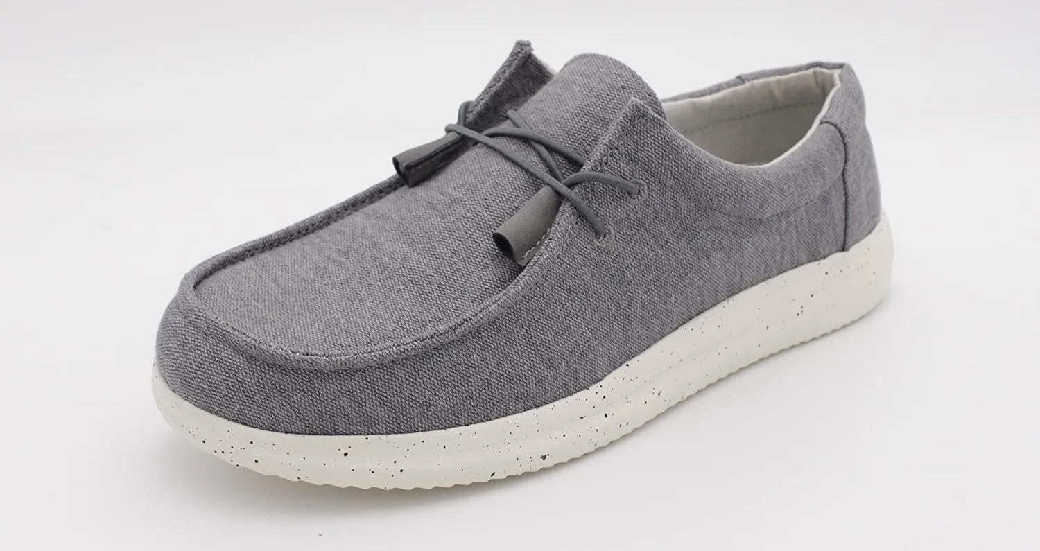 Mens Hola Canvas Upper Fashion Slip On Loafers Washed Grey