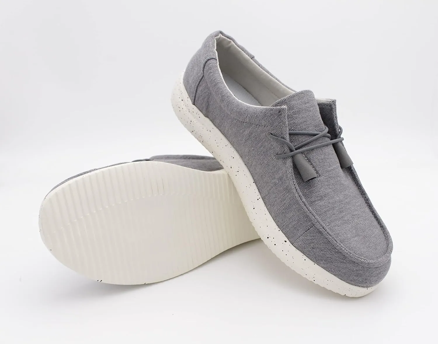 Mens Hola Canvas Upper Fashion Slip On Loafers Washed Grey