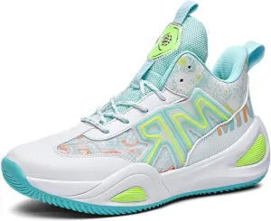 Men's Lace Up Basketball Shoes with Arch Support Fashion High-Top Breathable Sports Sneakers Running Walking Shoes