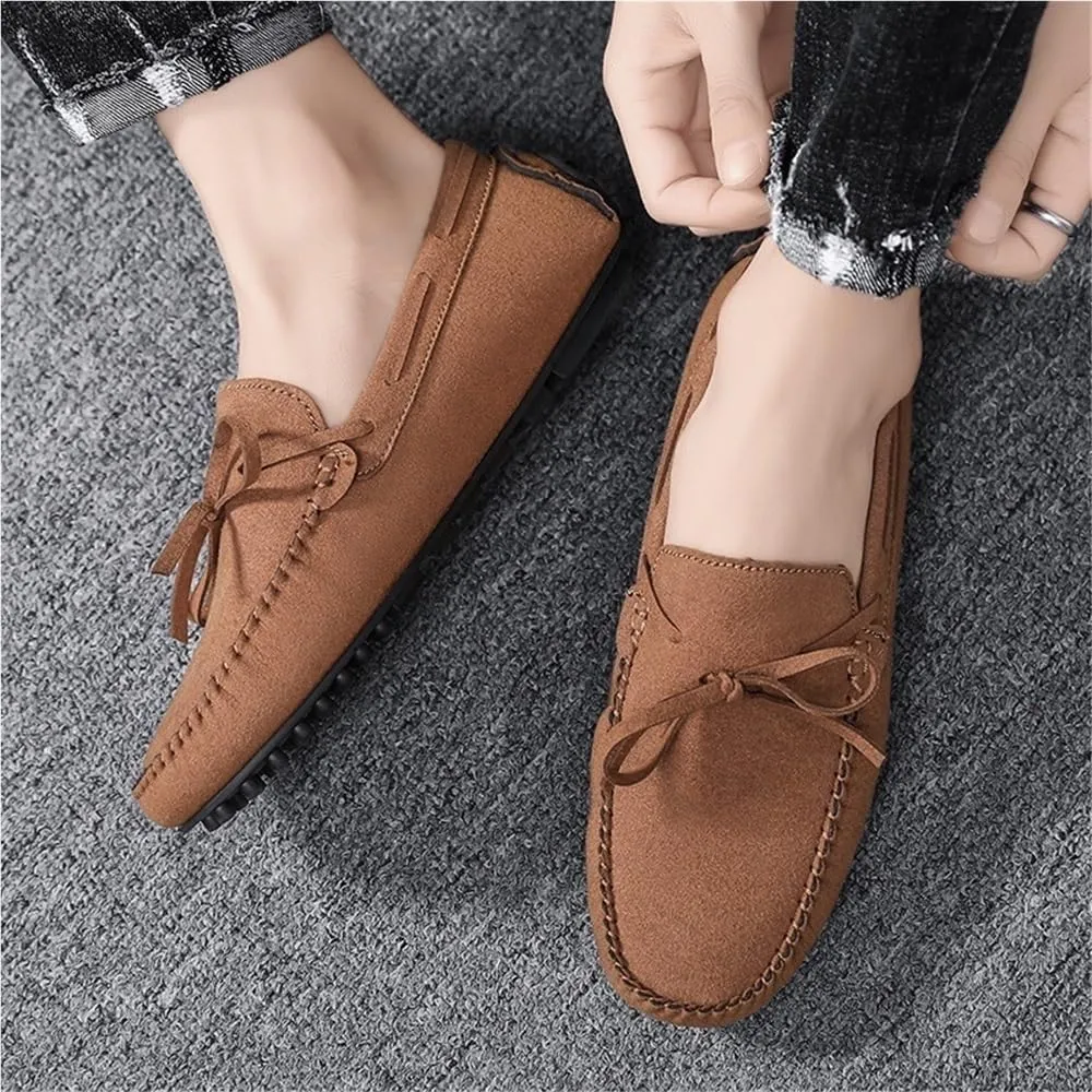 Mens Loafers Driving Shoes Slip On Suede Moccasins Comfortable Flexible Lightweight Prom Party Casual Shoes Round Toe