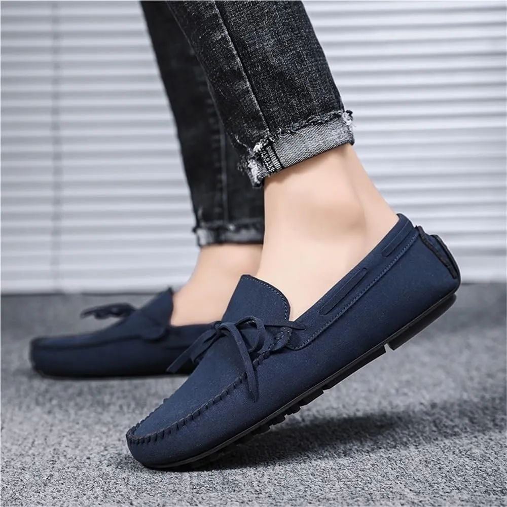 Mens Loafers Driving Shoes Slip On Suede Moccasins Comfortable Flexible Lightweight Prom Party Casual Shoes Round Toe
