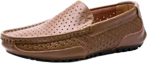 Men's Loafers Shoes Breathable Lightweight Simple Leather Flat Heel Comfortable Flexible Party Fashion Slip On