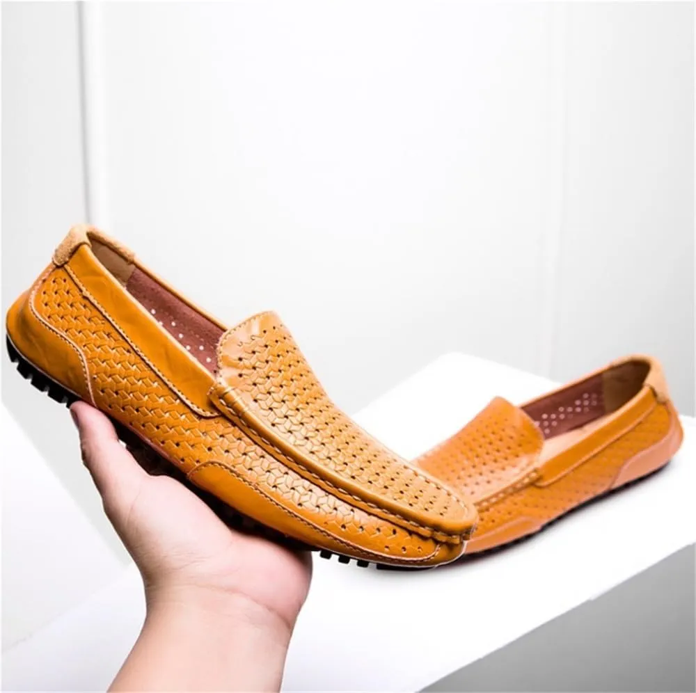 Men's Loafers Shoes Breathable Lightweight Simple Leather Flat Heel Comfortable Flexible Party Fashion Slip On
