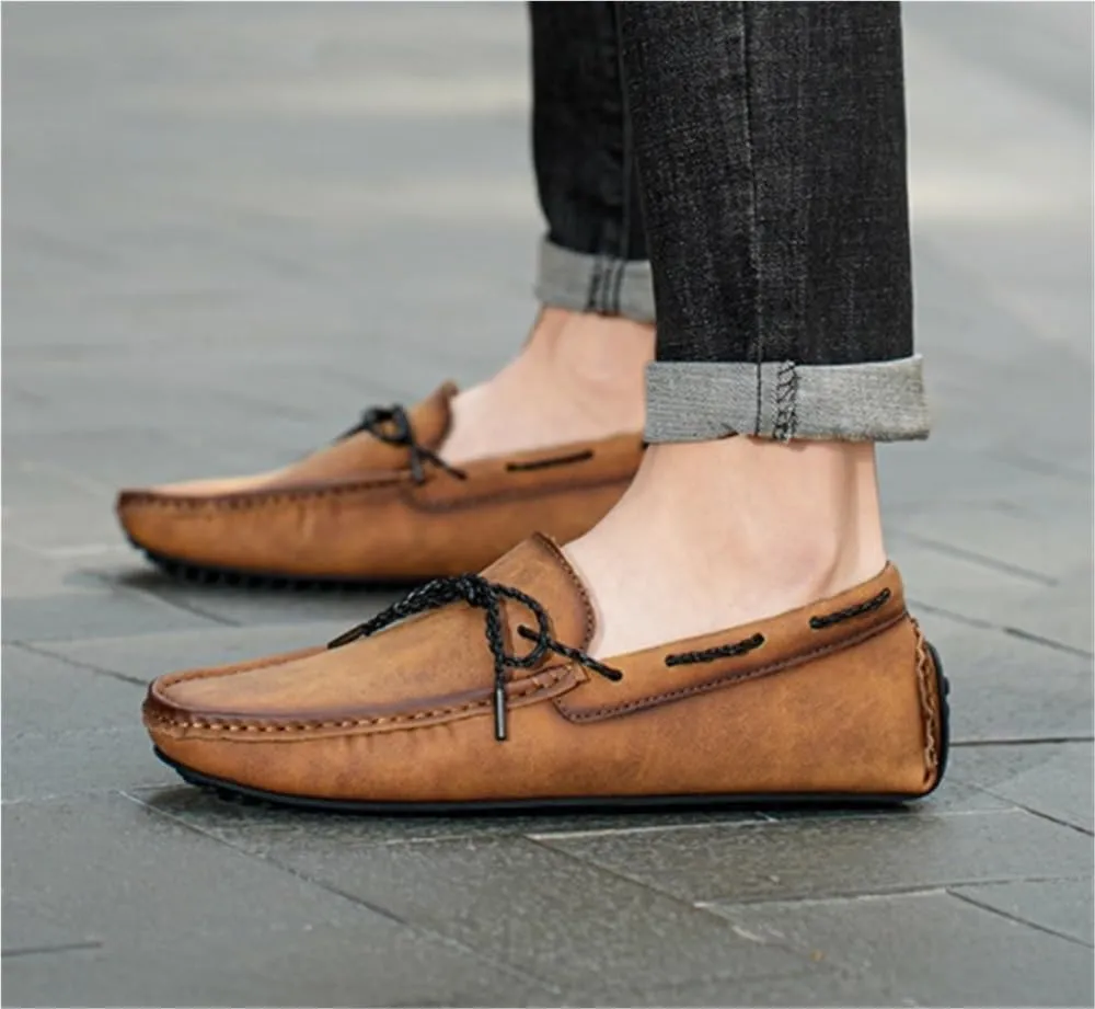 Men's Loafers Vegan Leather Boat Shoes Flexible Lightweight Comfortable Walking Fashion Slip-ons