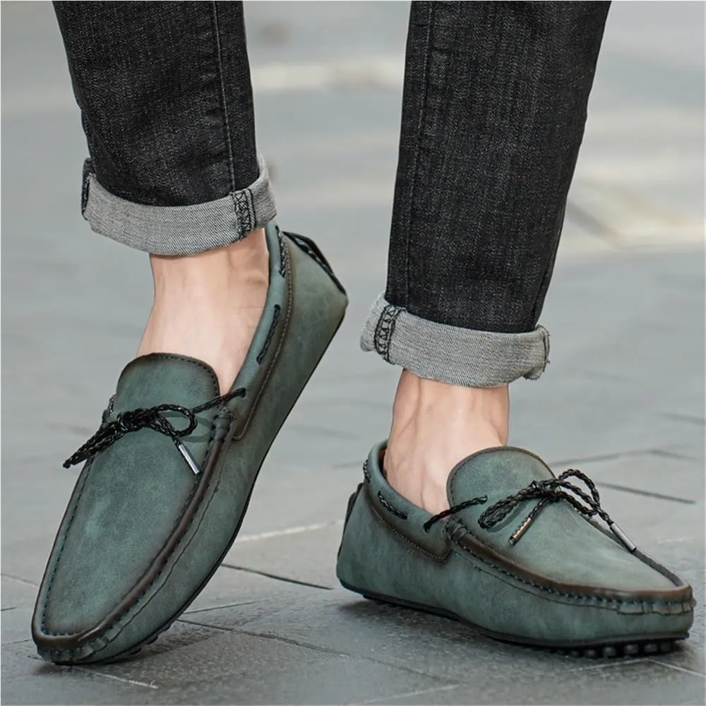 Men's Loafers Vegan Leather Boat Shoes Flexible Lightweight Comfortable Walking Fashion Slip-ons