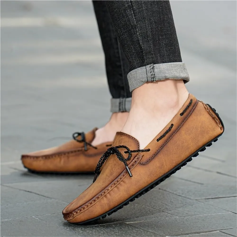 Men's Loafers Vegan Leather Boat Shoes Flexible Lightweight Comfortable Walking Fashion Slip-ons
