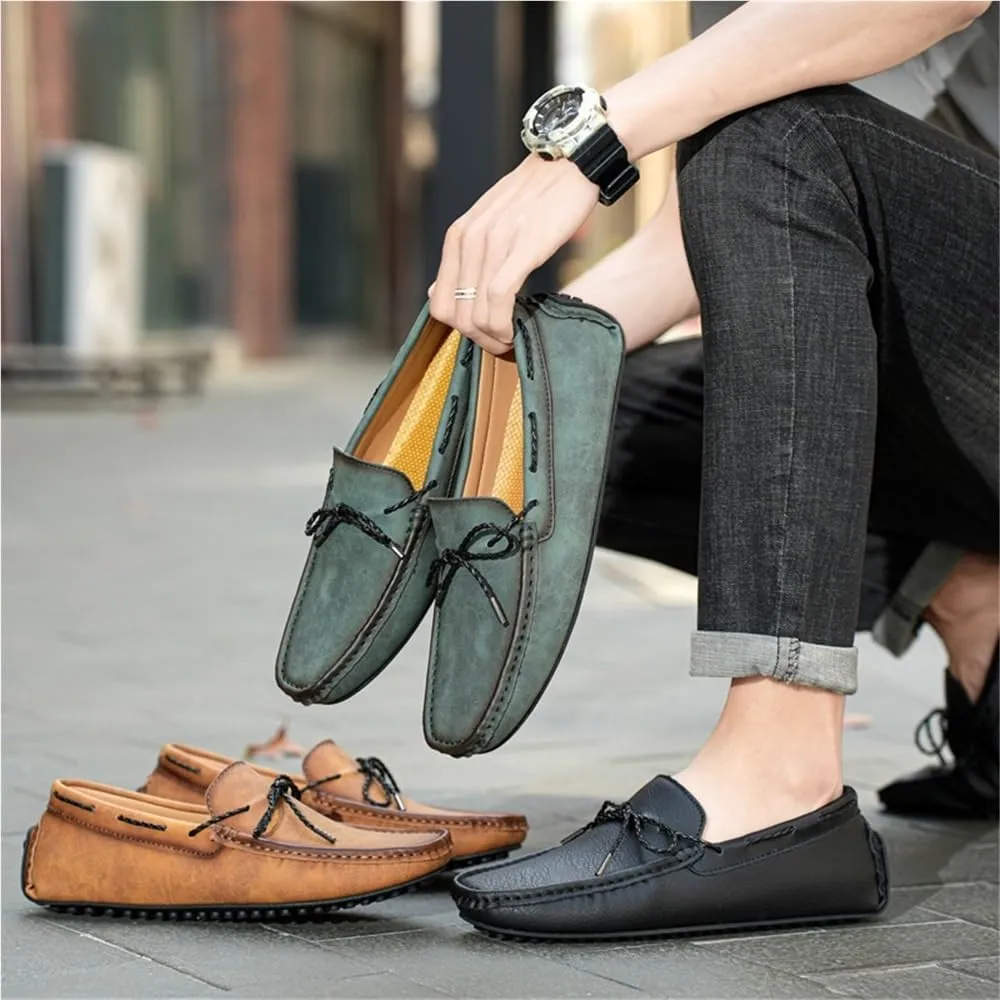 Men's Loafers Vegan Leather Boat Shoes Flexible Lightweight Comfortable Walking Fashion Slip-ons