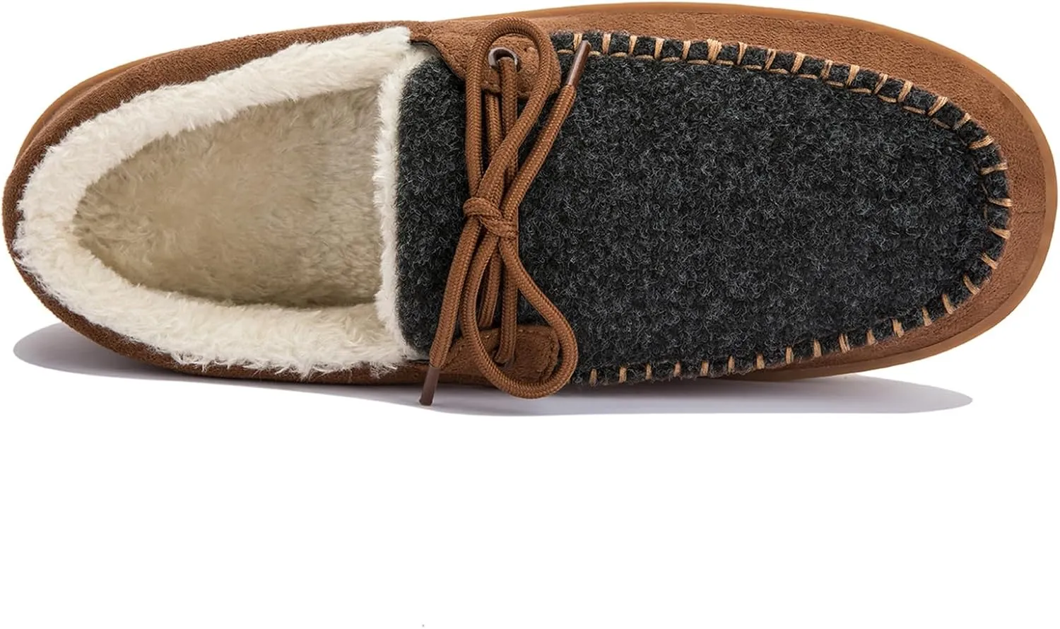 Men's Moccasin Slippers Warm Memory Foam Soft Plush Lined Slip on Indoor Outdoor House Shoes