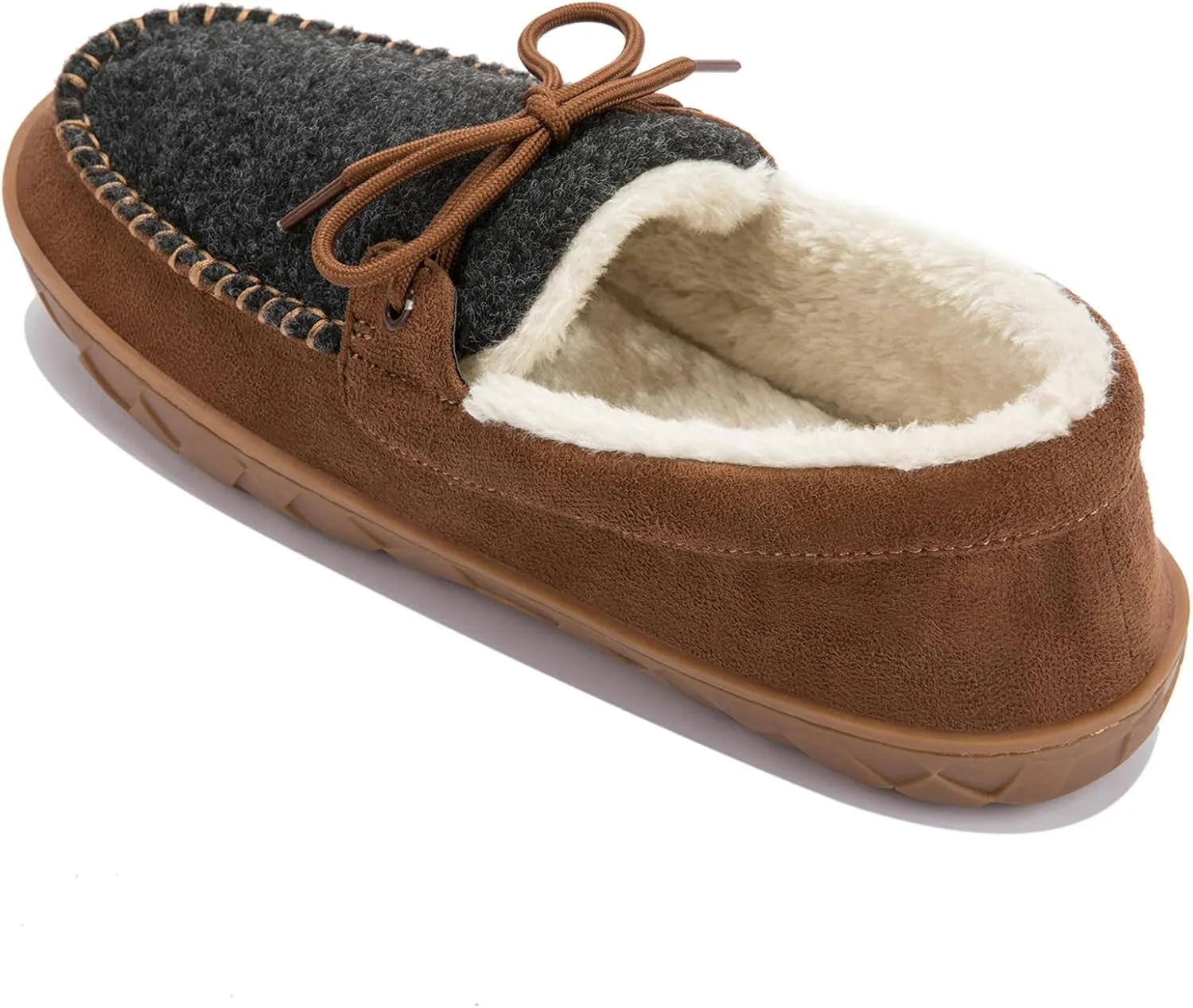 Men's Moccasin Slippers Warm Memory Foam Soft Plush Lined Slip on Indoor Outdoor House Shoes