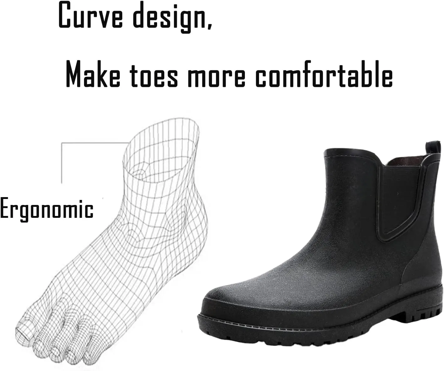 Mens Rain Boots Ankle Rubber Rain Boot Mens Waterproof Ankle Water Boots for Men Waterproof Garden Boots