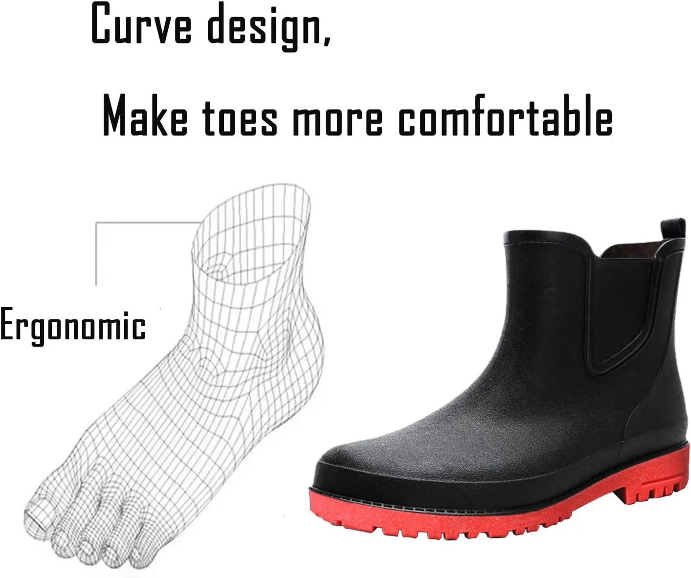Mens Rain Boots Ankle Rubber Rain Boot Mens Waterproof Ankle Water Boots for Men Waterproof Garden Boots