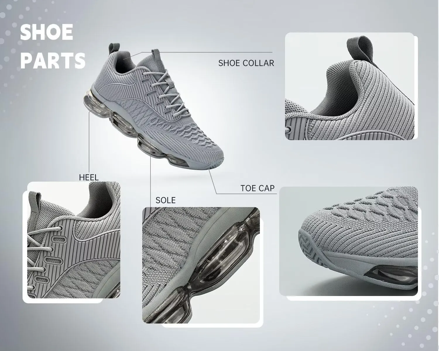 Mens Running Shoes Air Low Top Comfort Walking Lace Up Sneakers Breathable Fashion Tennis Sport Gym Fitness Cross Trainers