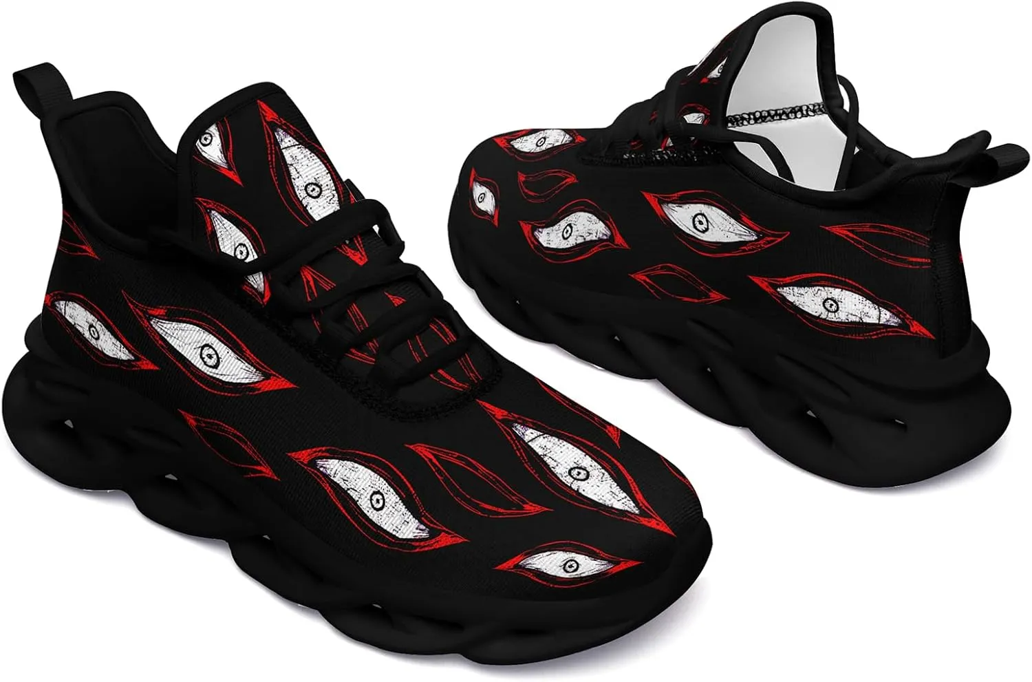 Men's Skull Gothic Running Shoes Lightweight Breathable Sport Shoes for Women Cushion Slip On Walking Sneaker