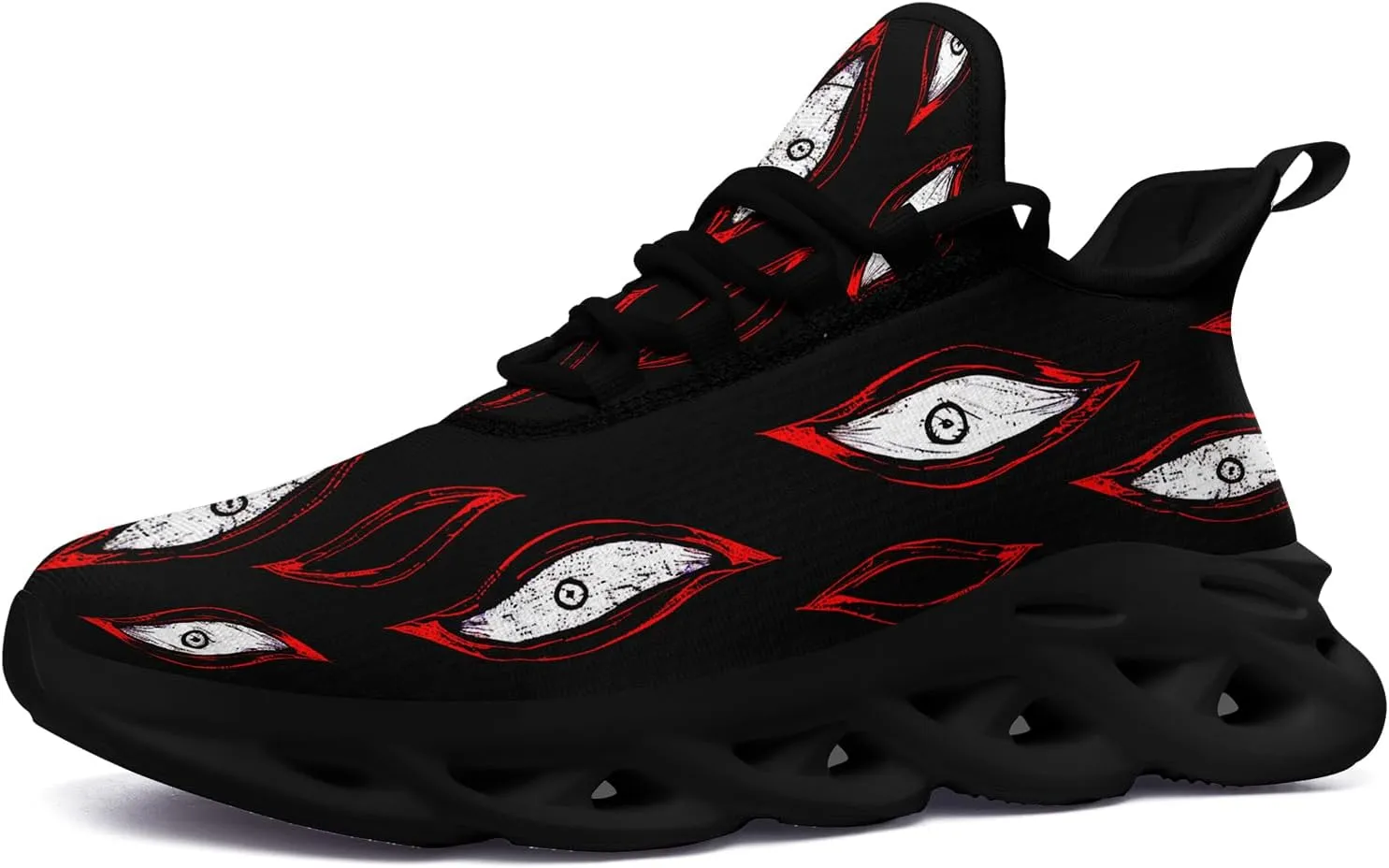 Men's Skull Gothic Running Shoes Lightweight Breathable Sport Shoes for Women Cushion Slip On Walking Sneaker