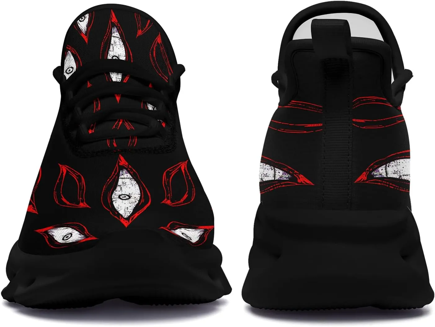 Men's Skull Gothic Running Shoes Lightweight Breathable Sport Shoes for Women Cushion Slip On Walking Sneaker