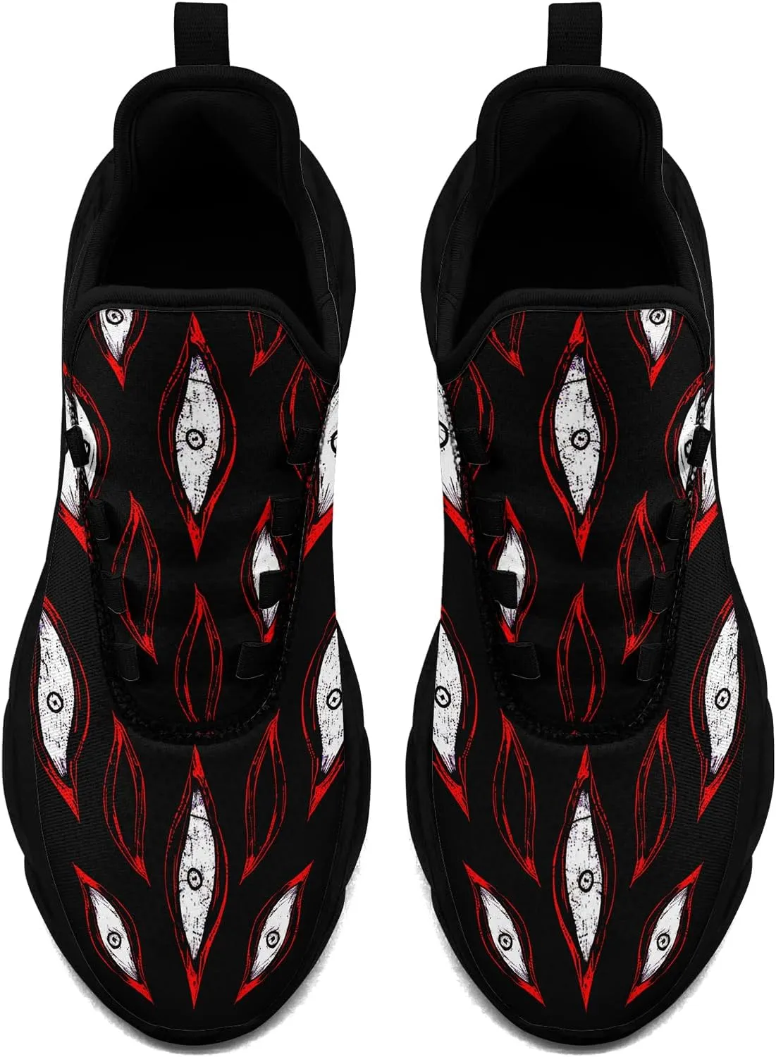Men's Skull Gothic Running Shoes Lightweight Breathable Sport Shoes for Women Cushion Slip On Walking Sneaker