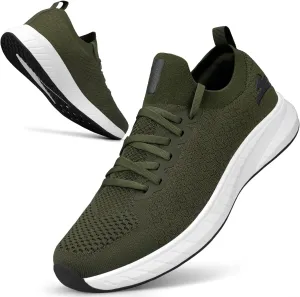 Mens Slip on Lightweight Walking Shoes Non Slip Breathable Running Shoes Comfort Tennis Workout Gym Sneakers with Shoelace