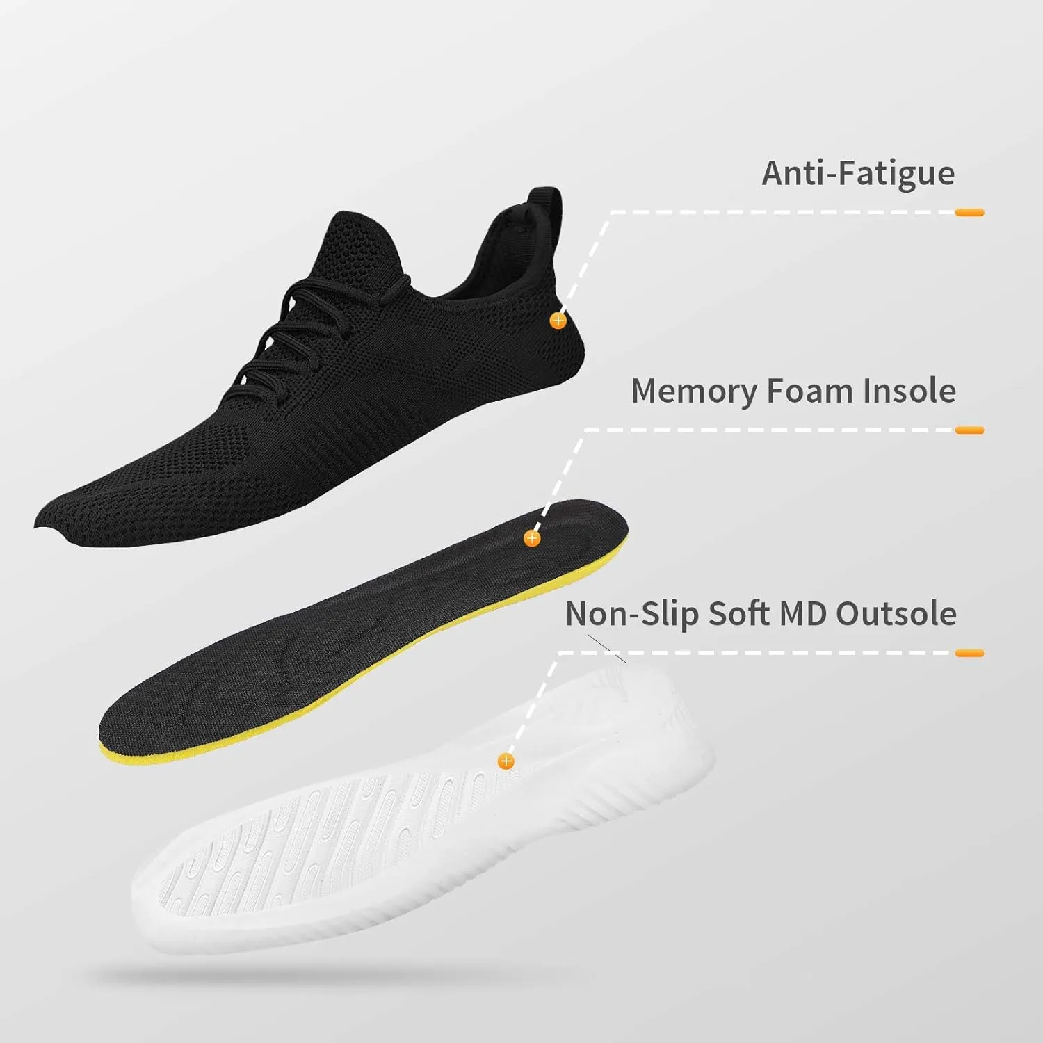 Mens Slip On Sneakers Non Slip Work Shoes Lightweight Mesh for Casual Tennis Running Walking Shoes