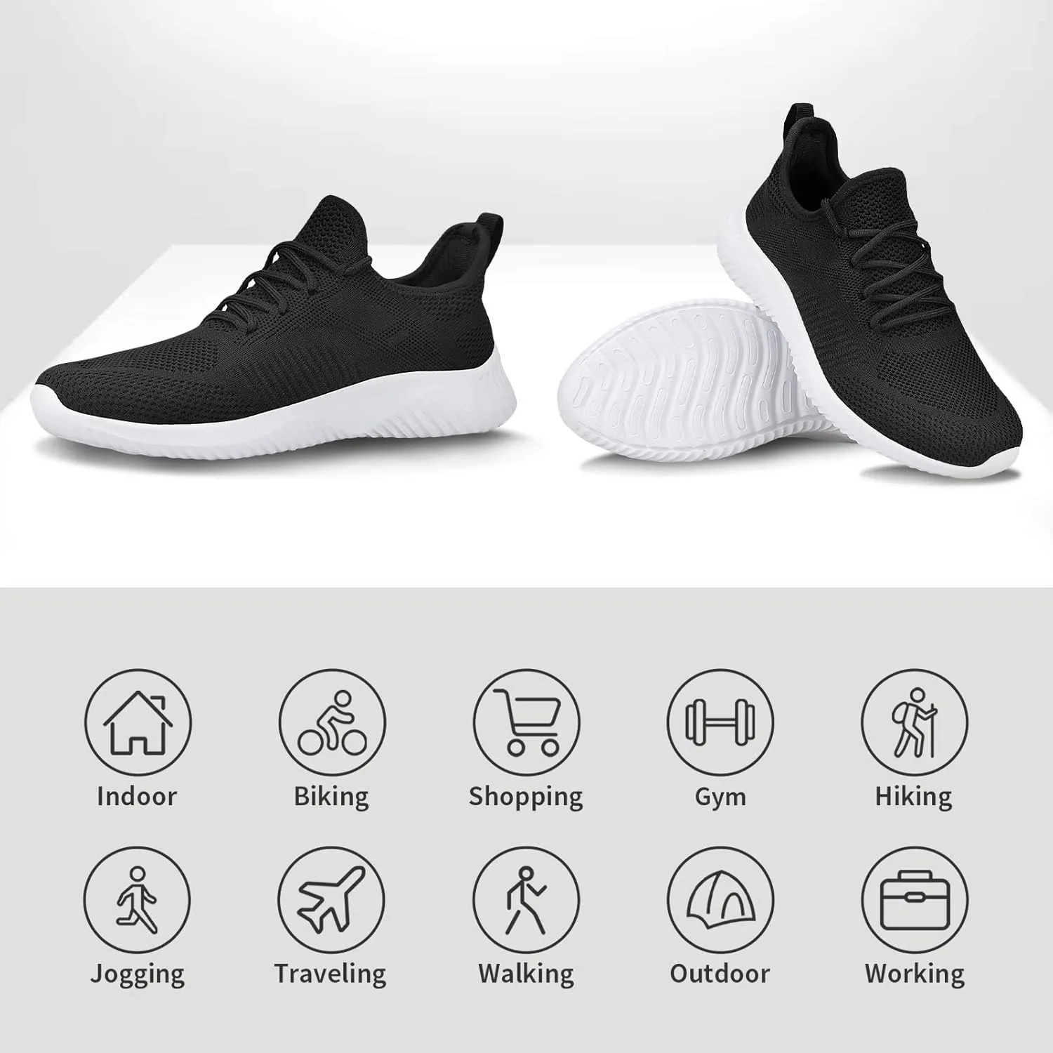 Mens Slip On Sneakers Non Slip Work Shoes Lightweight Mesh for Casual Tennis Running Walking Shoes