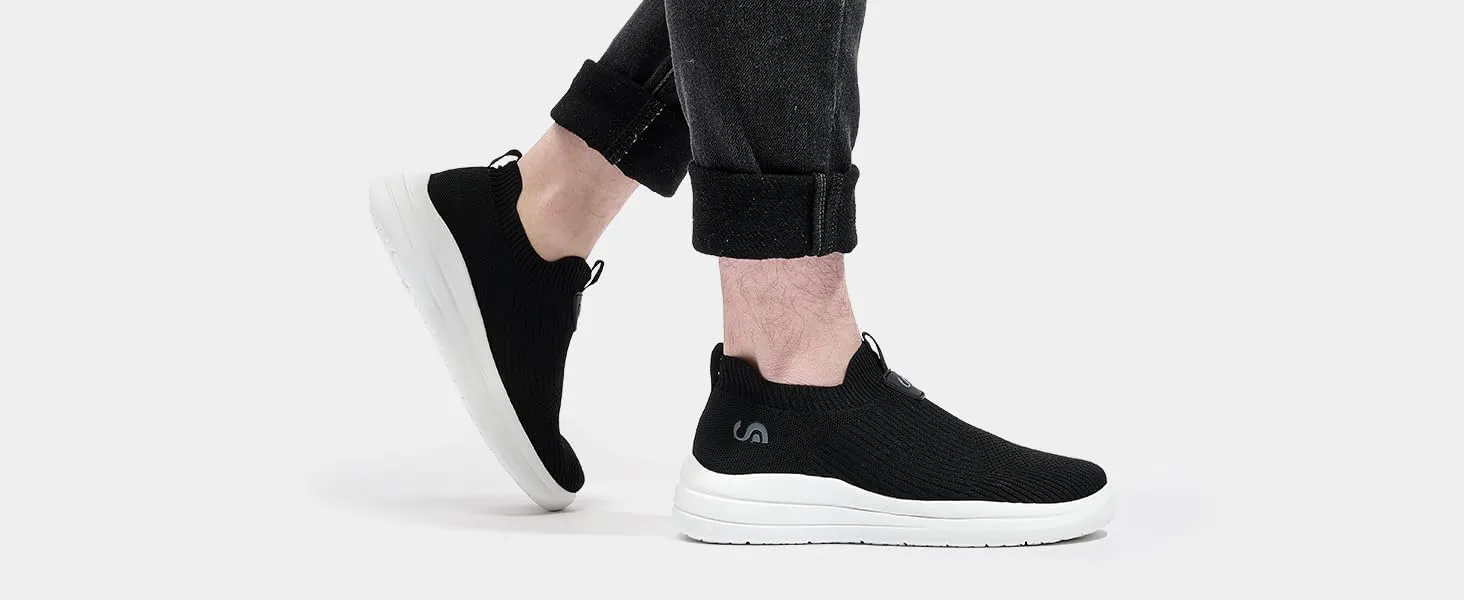 Men's Slip On Sneakers Walking Shoes Wide， Casual Soft Breathable Slip in Sock Sneakers，Non-Slip Rubber Sole, Workout,Athletic