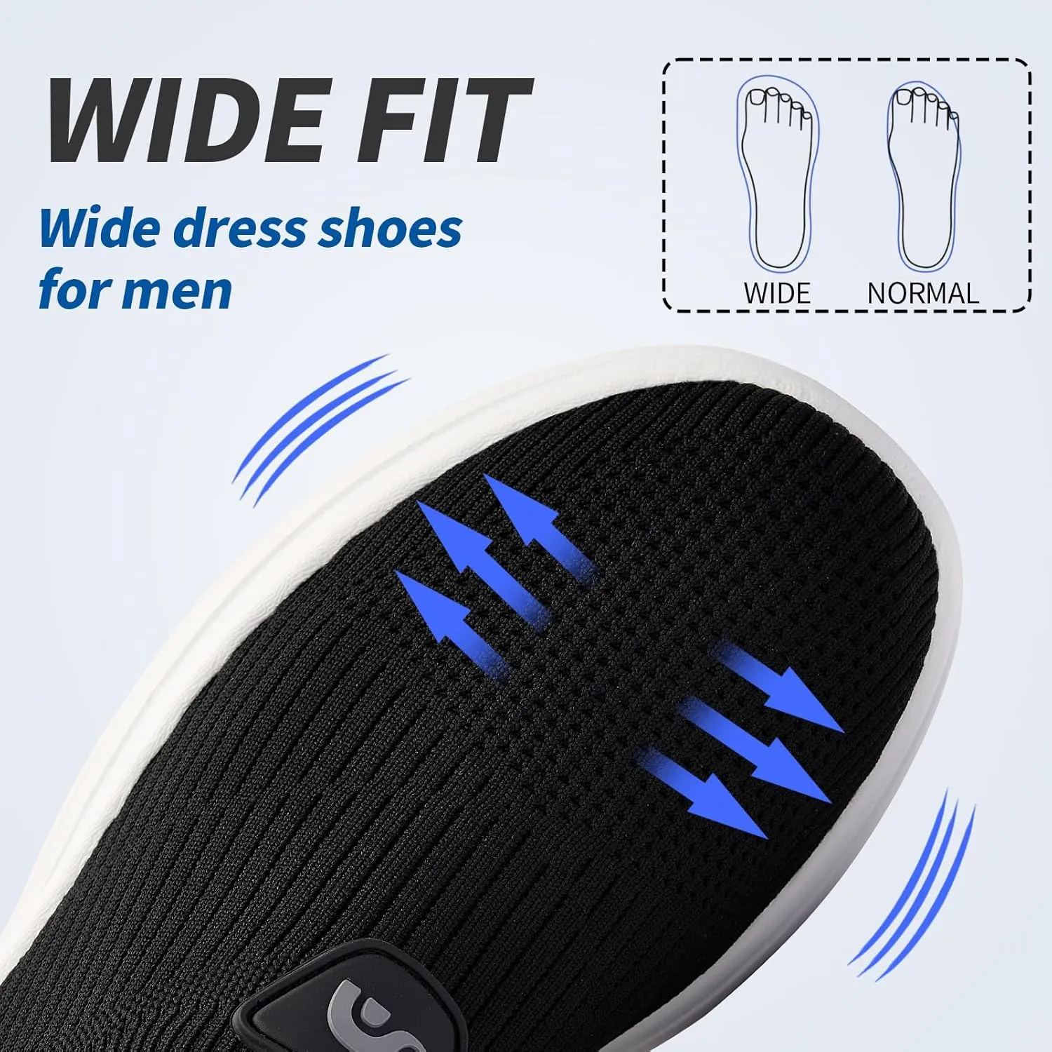 Men's Slip On Sneakers Walking Shoes Wide， Casual Soft Breathable Slip in Sock Sneakers，Non-Slip Rubber Sole, Workout,Athletic